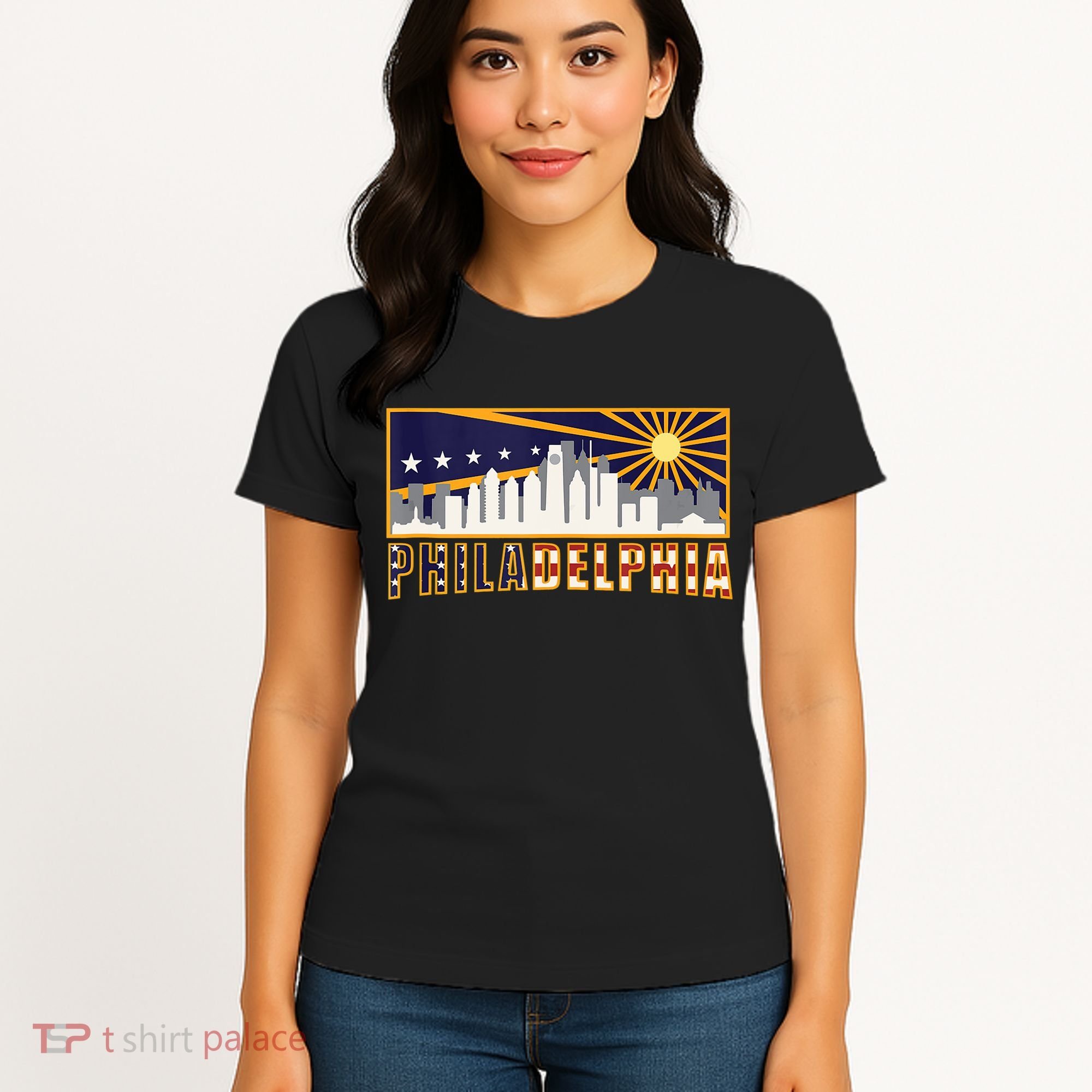 Love Philadelphia Skyline Downtown Cityscape Philly Souvenir Women's T-Shirt