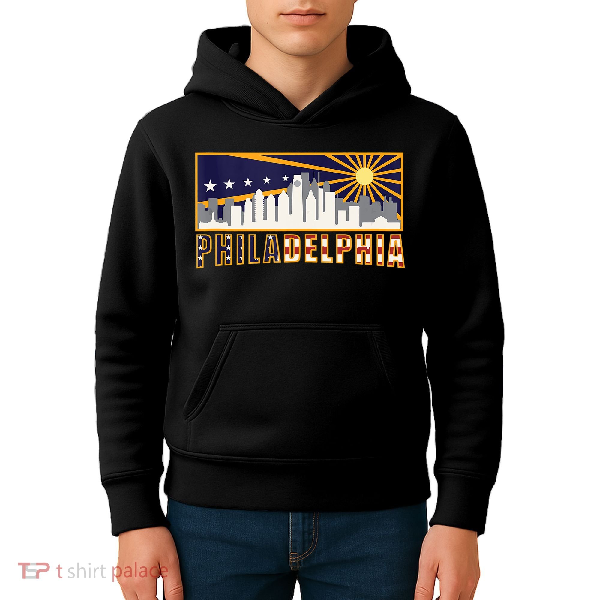 Love Philadelphia Skyline Downtown Cityscape Philly Souvenir Kids Hoodie