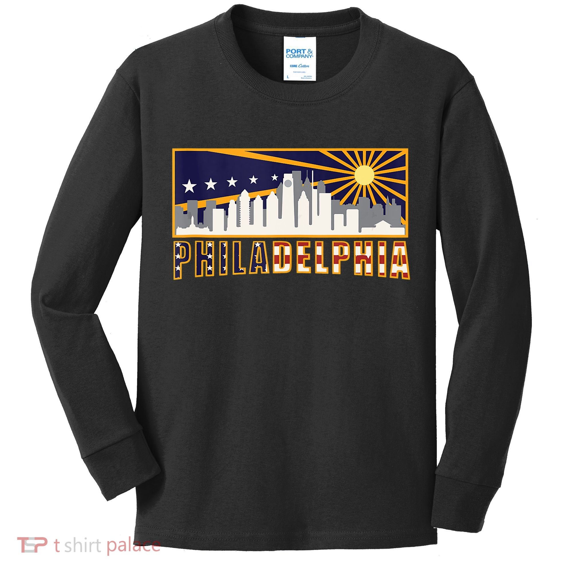 Love Philadelphia Skyline Downtown Cityscape Philly Souvenir Kids Long Sleeve Shirt