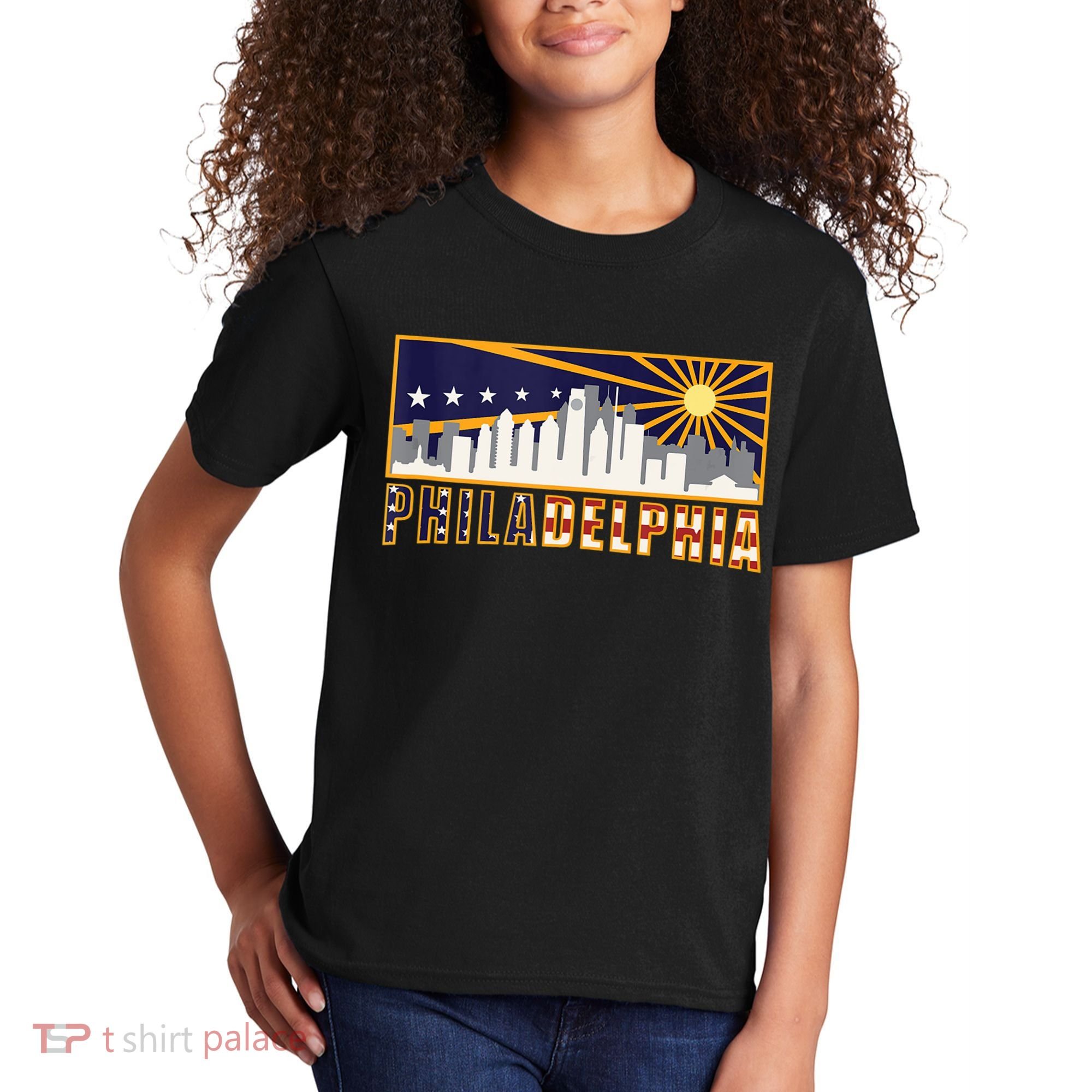 Love Philadelphia Skyline Downtown Cityscape Philly Souvenir Kids T-Shirt