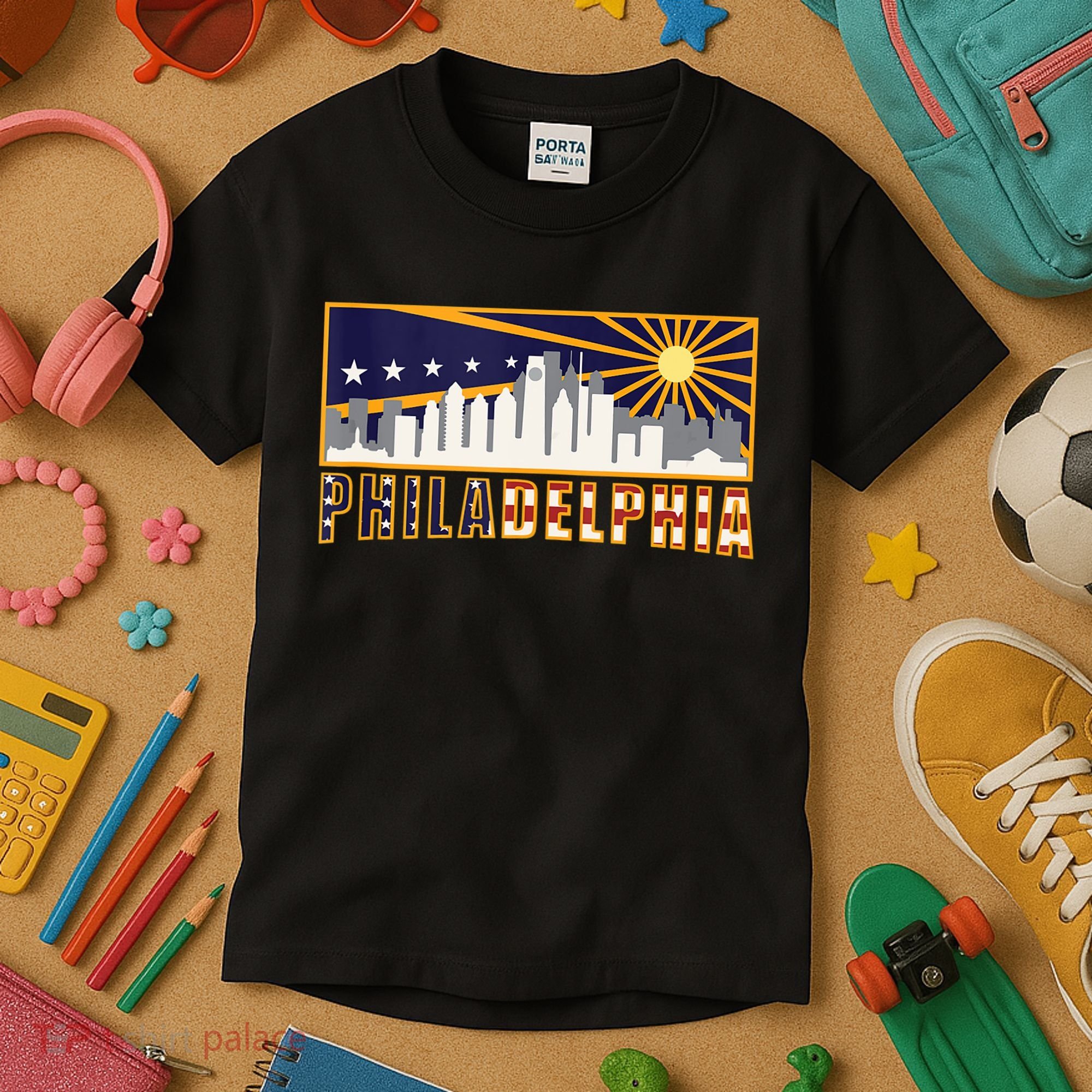 Love Philadelphia Skyline Downtown Cityscape Philly Souvenir Kids T-Shirt