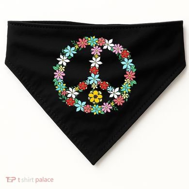 Love Peace Sign 60s 70s Dye Tie Dye Peace hippy tee USA-Made Doggie Bandana