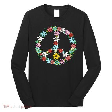 Love Peace Sign 60s 70s Dye Tie Dye Peace hippy tee Long Sleeve Shirt