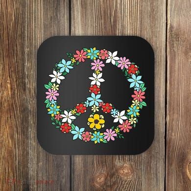 Love Peace Sign 60s 70s Dye Tie Dye Peace hippy tee Coaster
