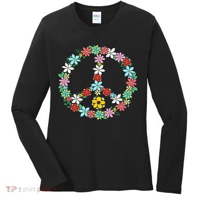 Love Peace Sign 60s 70s Dye Tie Dye Peace hippy tee Women's Long Sleeve Shirt