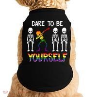 Lgbt Pride Skeleton Dabbing Dare To Be Yourself Outfit Gift Doggie Tank thumb 0