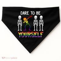 Lgbt Pride Skeleton Dabbing Dare To Be Yourself Outfit Gift USA-Made Doggie Bandana thumb 0