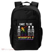 Lgbt Pride Skeleton Dabbing Dare To Be Yourself Outfit Gift Backpack thumb 0