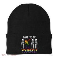 Lgbt Pride Skeleton Dabbing Dare To Be Yourself Outfit Gift Beanie thumb 0