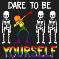 Lgbt Pride Skeleton Dabbing Dare To Be Yourself Outfit Gift Beanie thumb 2