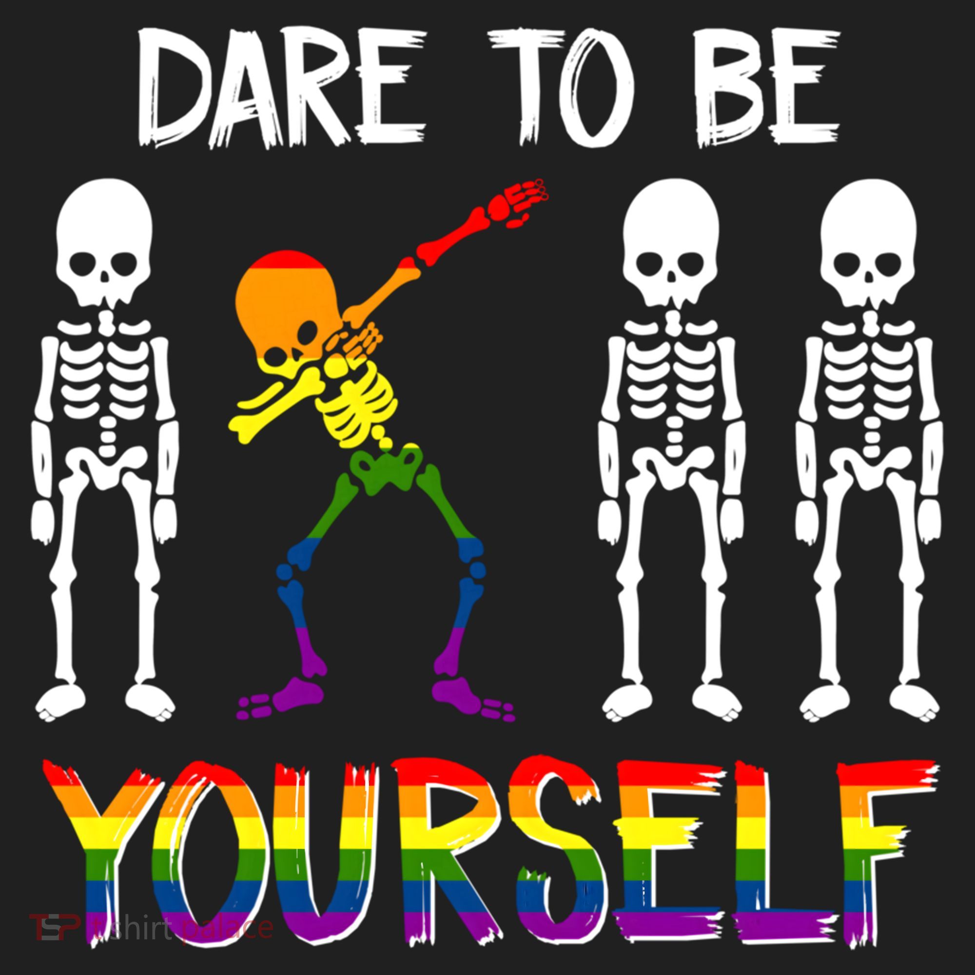 Lgbt Pride Skeleton Dabbing Dare To Be Yourself Outfit Gift Beanie