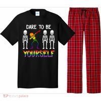 Lgbt Pride Skeleton Dabbing Dare To Be Yourself Outfit Gift Pajama Set thumb 0
