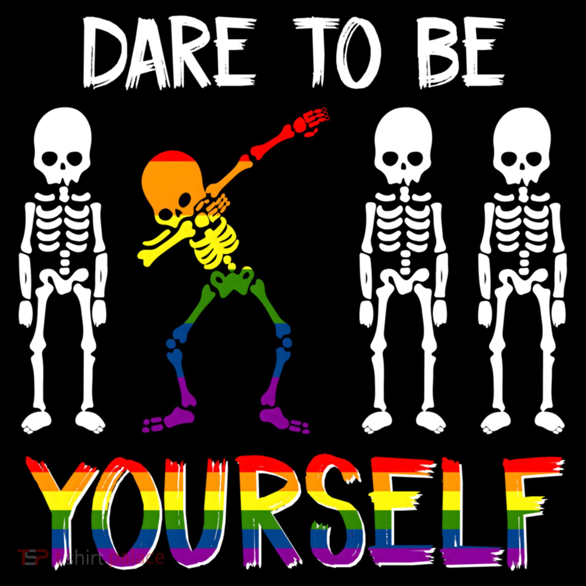 Lgbt Pride Skeleton Dabbing Dare To Be Yourself Outfit Gift Women's Hoodie