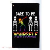 Lgbt Pride Skeleton Dabbing Dare To Be Yourself Outfit Gift Golf Towel thumb 0