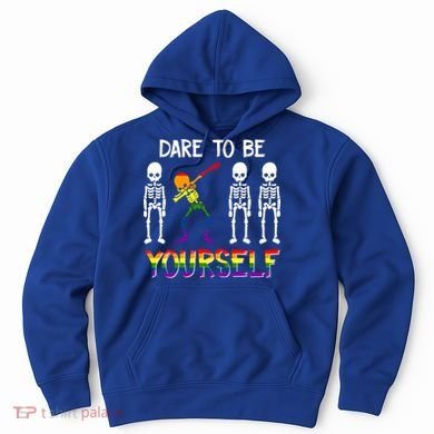 Lgbt Pride Skeleton Dabbing Dare To Be Yourself Outfit Gift Hoodie