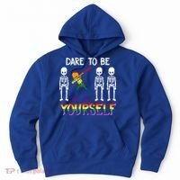 Lgbt Pride Skeleton Dabbing Dare To Be Yourself Outfit Gift Hoodie thumb 0