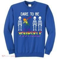 Lgbt Pride Skeleton Dabbing Dare To Be Yourself Outfit Gift Sweatshirt thumb 0