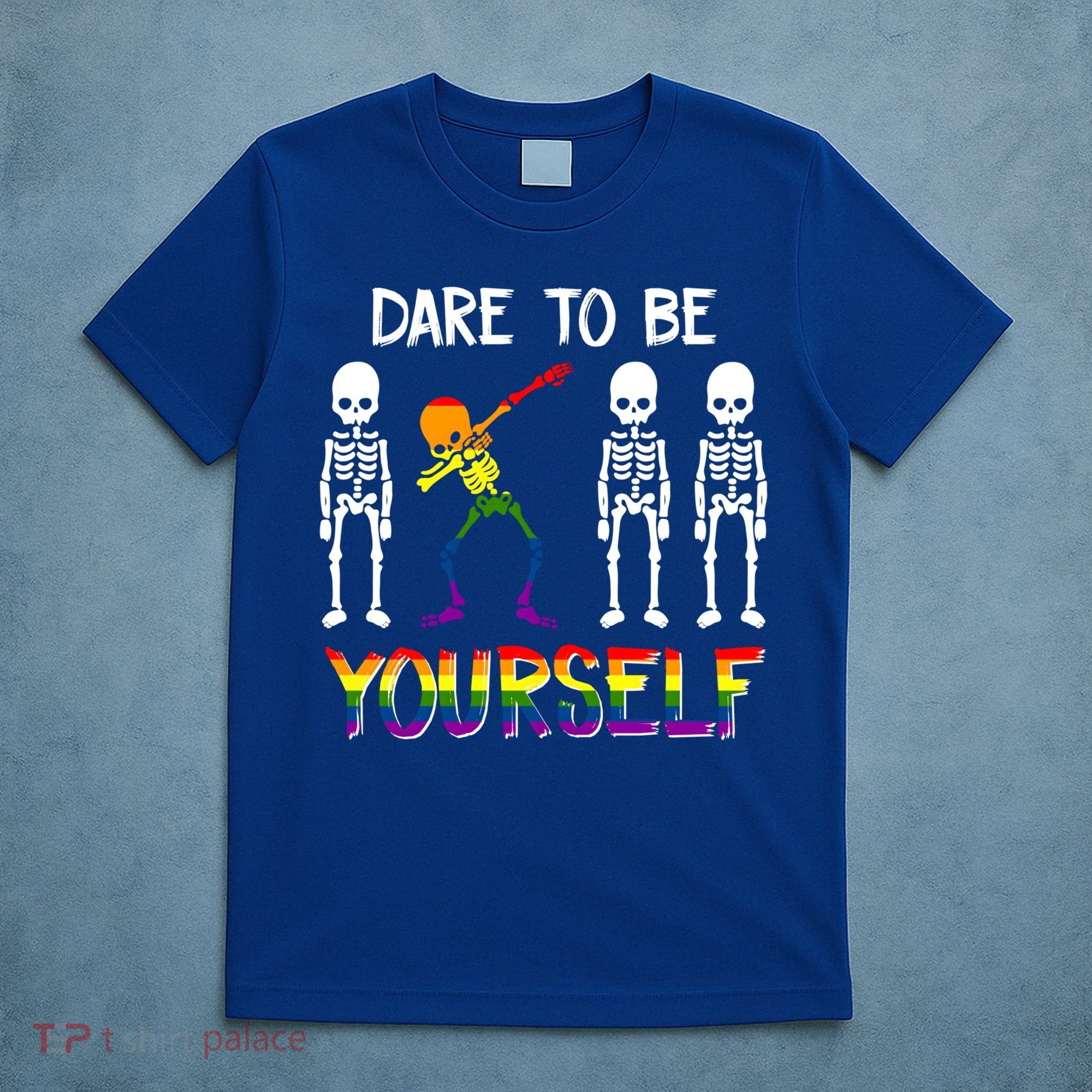 Lgbt Pride Skeleton Dabbing Dare To Be Yourself Outfit Gift T-Shirt