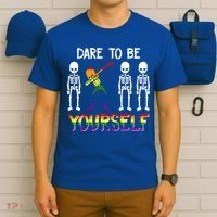 Lgbt Pride Skeleton Dabbing Dare To Be Yourself Outfit Gift T-Shirt thumb 6