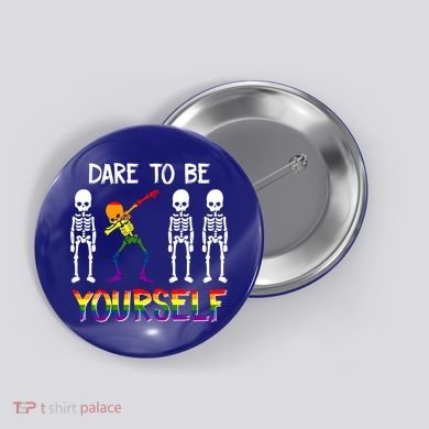 Lgbt Pride Skeleton Dabbing Dare To Be Yourself Outfit Gift Button