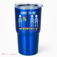 Lgbt Pride Skeleton Dabbing Dare To Be Yourself Outfit Gift Tumbler thumb 0