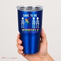 Lgbt Pride Skeleton Dabbing Dare To Be Yourself Outfit Gift Tumbler thumb 2