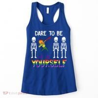 Lgbt Pride Skeleton Dabbing Dare To Be Yourself Outfit Gift Women's Tank Top thumb 0