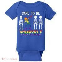 Lgbt Pride Skeleton Dabbing Dare To Be Yourself Outfit Gift Baby Bodysuit thumb 0