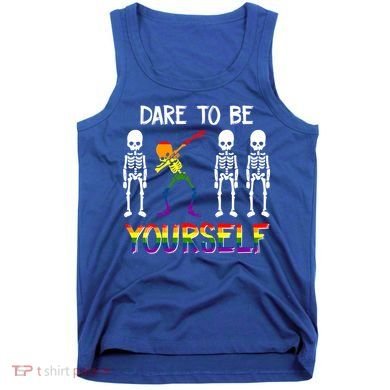 Lgbt Pride Skeleton Dabbing Dare To Be Yourself Outfit Gift Tank Top