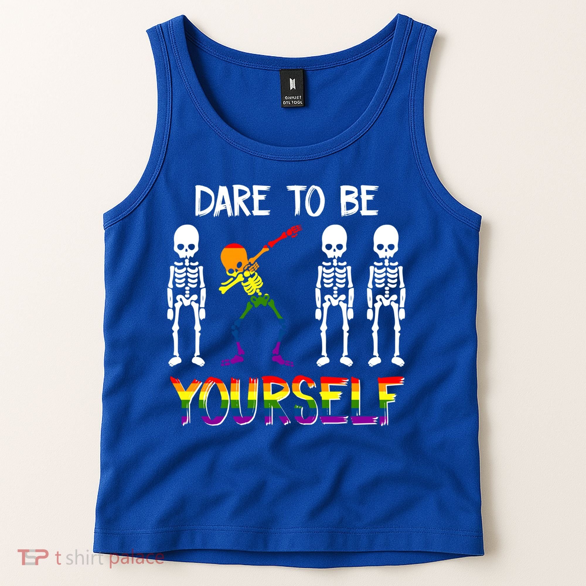 Lgbt Pride Skeleton Dabbing Dare To Be Yourself Outfit Gift Tank Top