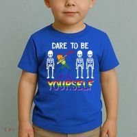 Lgbt Pride Skeleton Dabbing Dare To Be Yourself Outfit Gift Toddler T-Shirt thumb 2