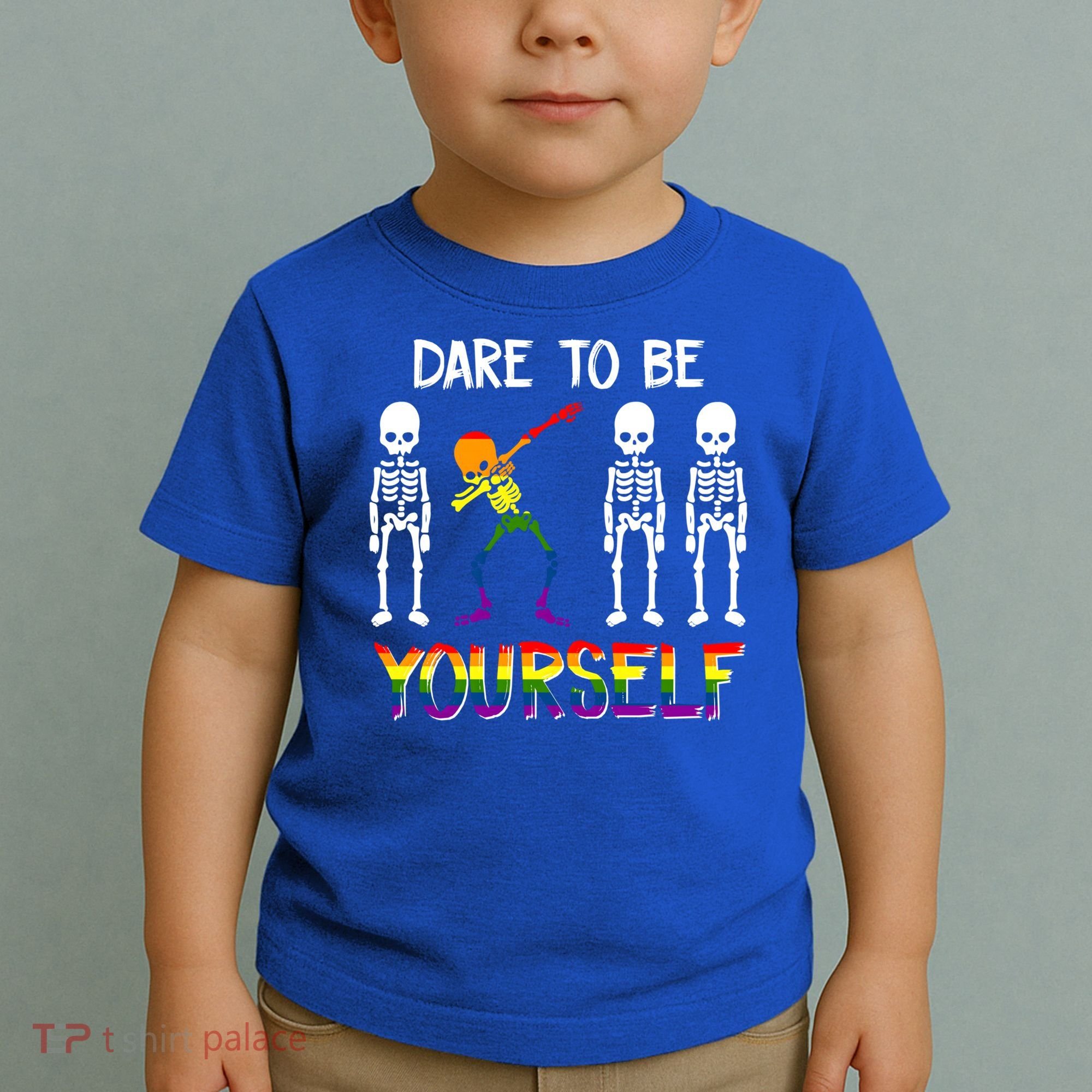 Lgbt Pride Skeleton Dabbing Dare To Be Yourself Outfit Gift Toddler T-Shirt