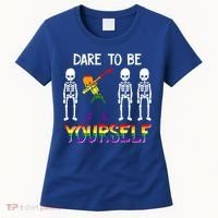 Lgbt Pride Skeleton Dabbing Dare To Be Yourself Outfit Gift Women's T-Shirt thumb 0
