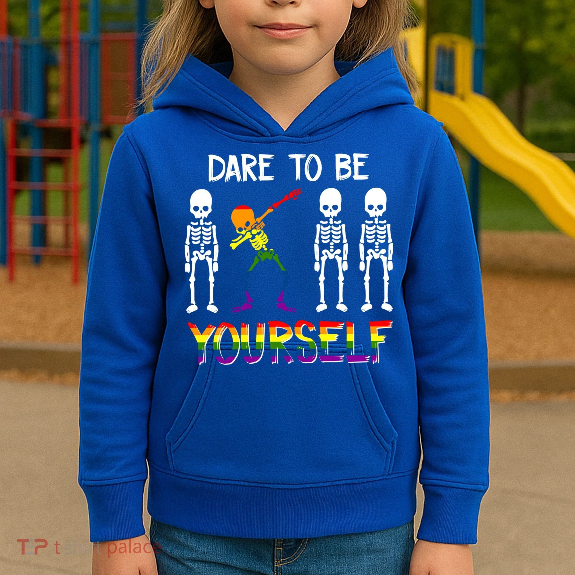 Lgbt Pride Skeleton Dabbing Dare To Be Yourself Outfit Gift Kids Hoodie