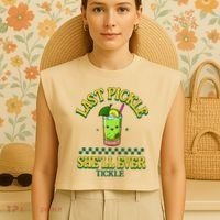 Last Pickle SheLl Ever Tickle Bachelorette Party Garment-Dyed Women's Muscle Tee thumb 4
