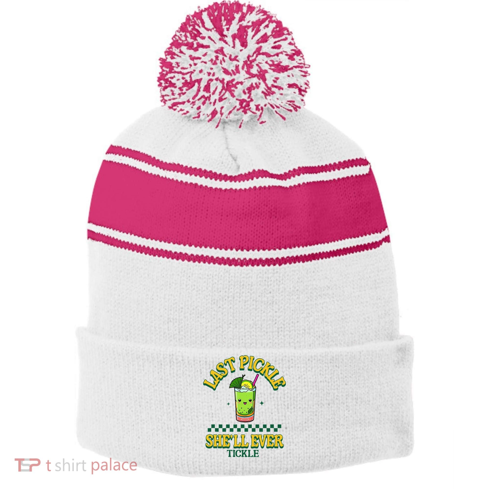 Last Pickle SheLl Ever Tickle Bachelorette Party Stripe Pom Pom Beanie