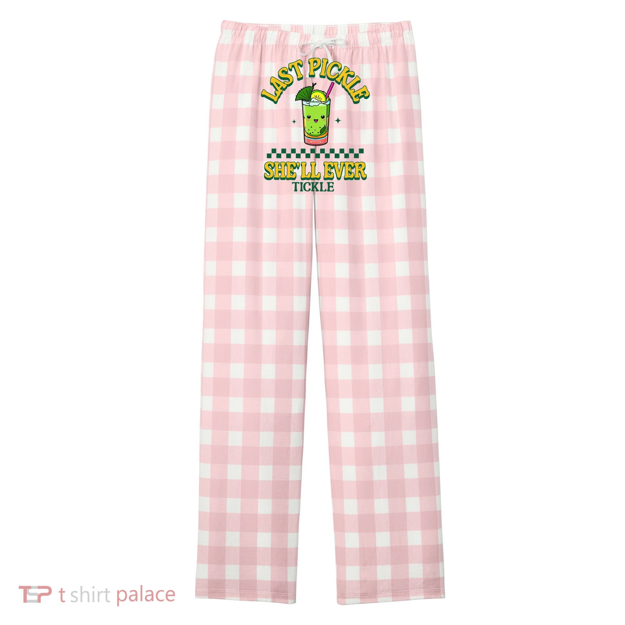 Last Pickle SheLl Ever Tickle Bachelorette Party Women's Flannel Plaid Pajama Pants