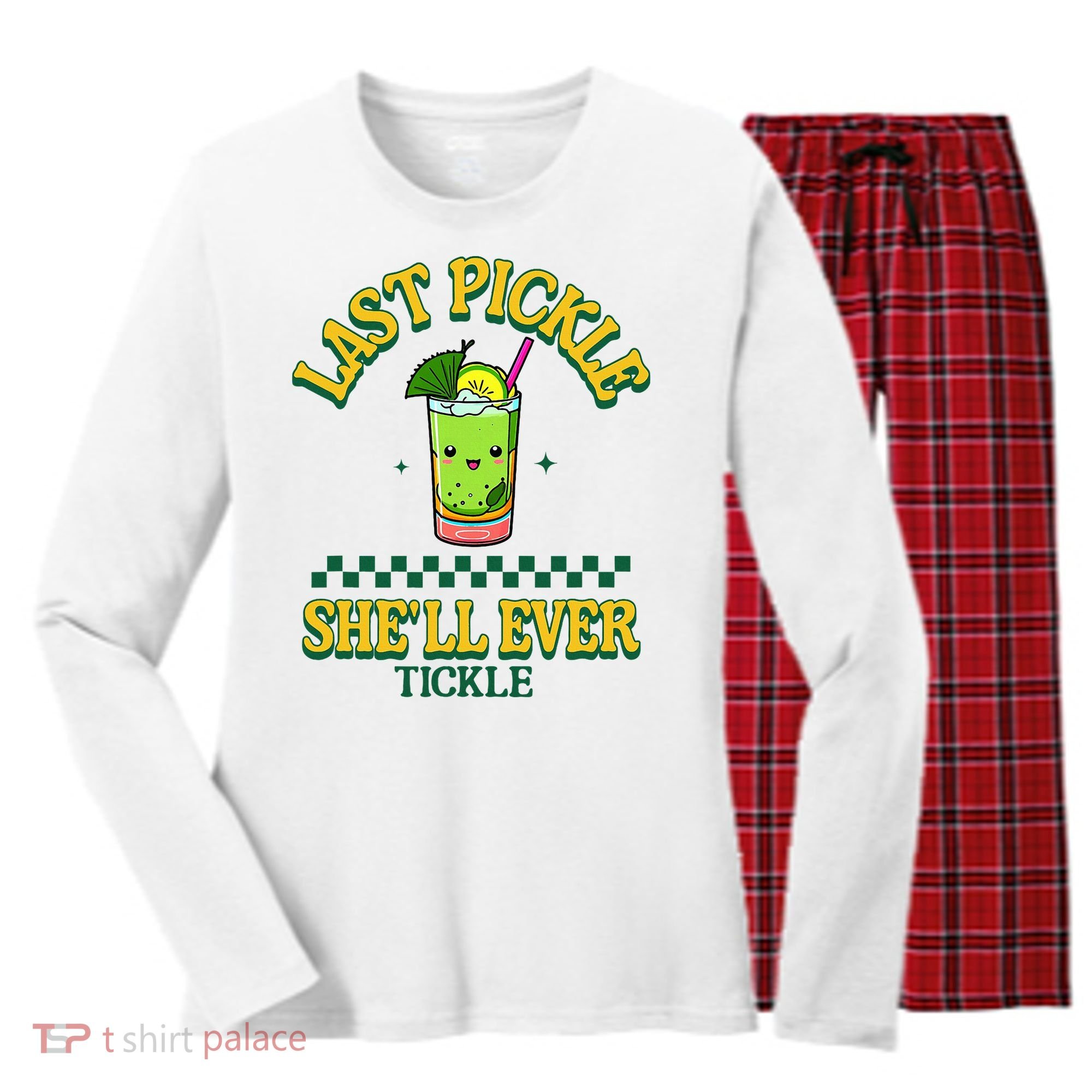 Last Pickle SheLl Ever Tickle Bachelorette Party Women's Long Sleeve Flannel Pajama Set 