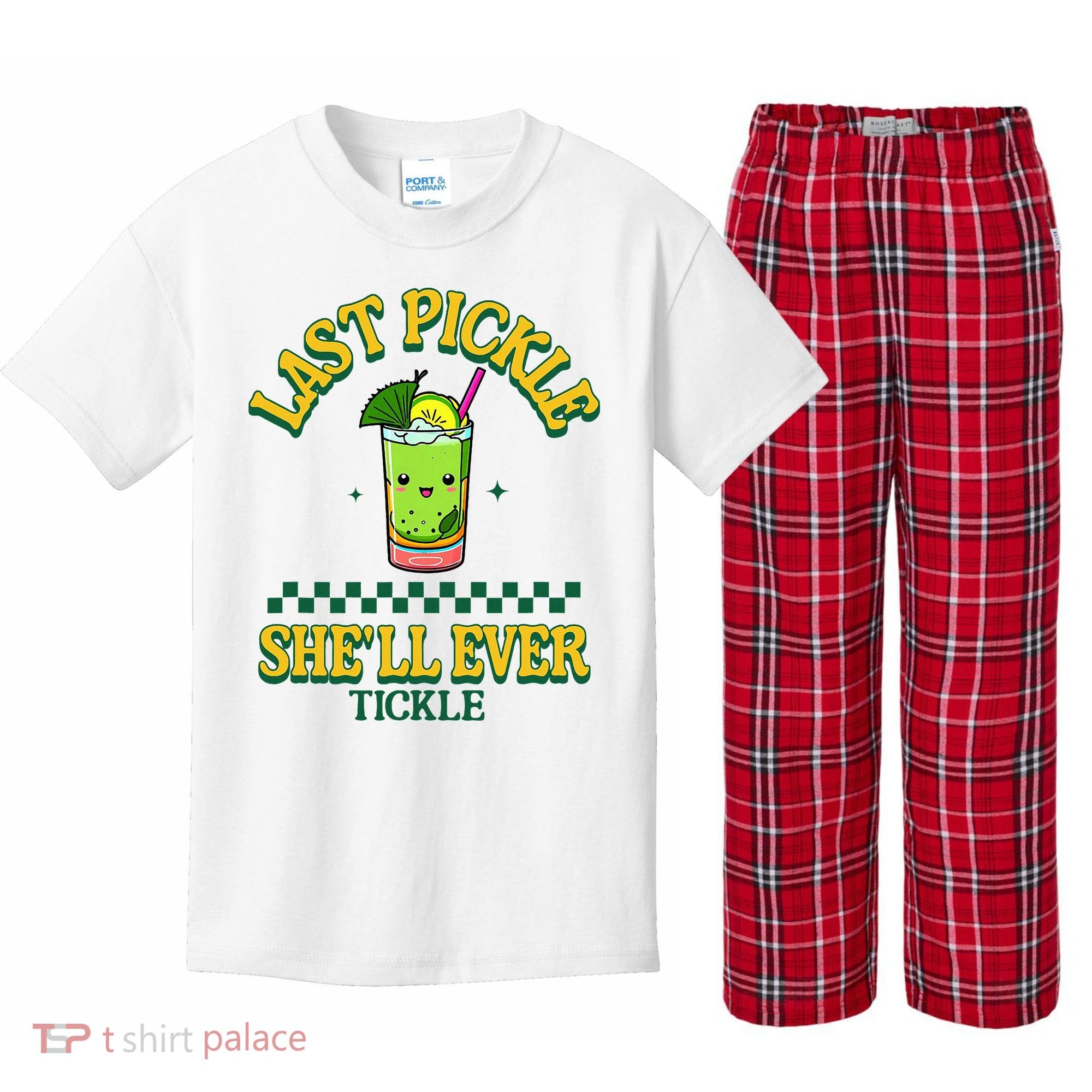 Last Pickle SheLl Ever Tickle Bachelorette Party Kids Plaid Pajama Set
