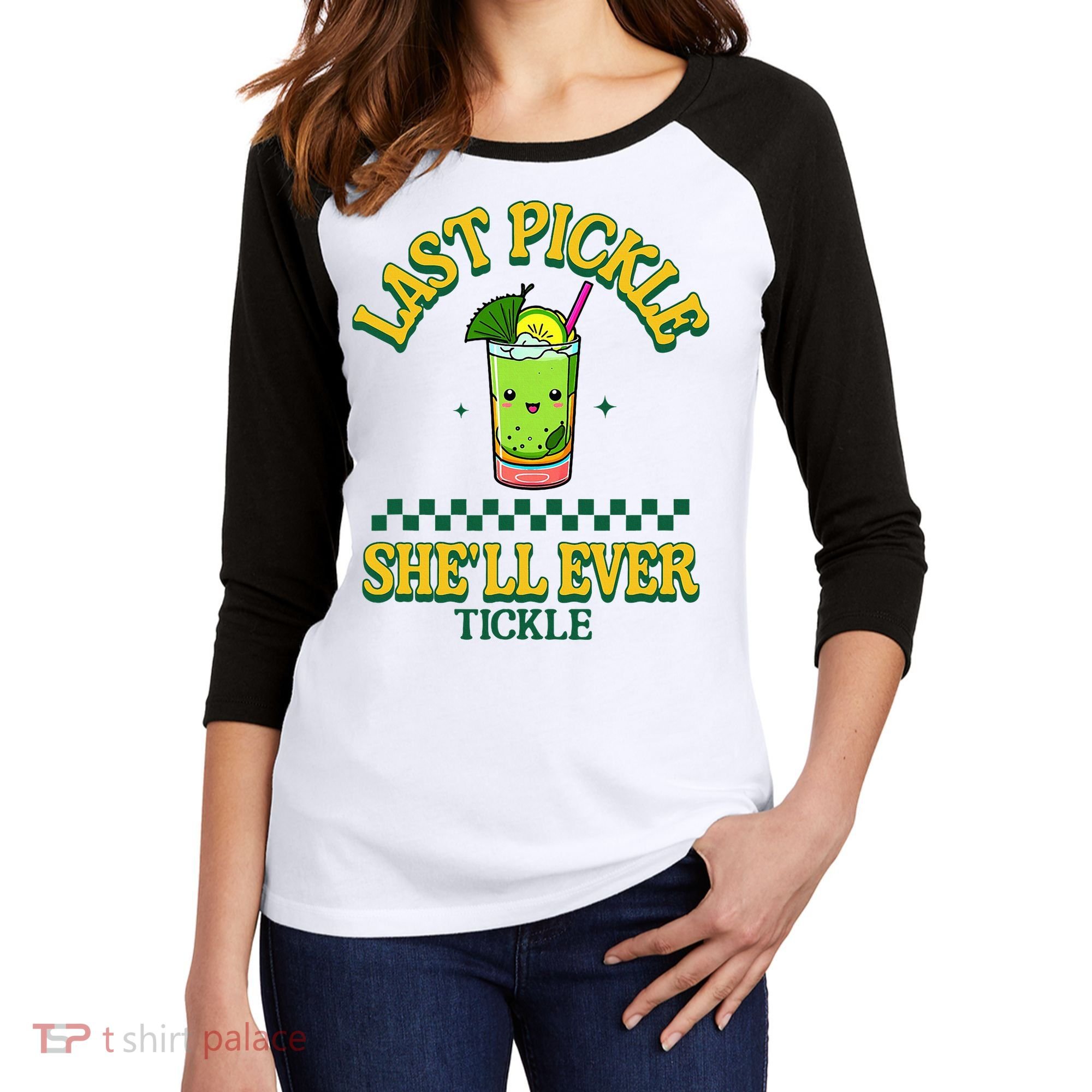 Last Pickle SheLl Ever Tickle Bachelorette Party Women's Tri-Blend 3/4-Sleeve Raglan Shirt