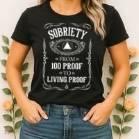 Living Proof Sobriety Anniversary Sober AA NA Recovery Women's T-Shirt thumb 2