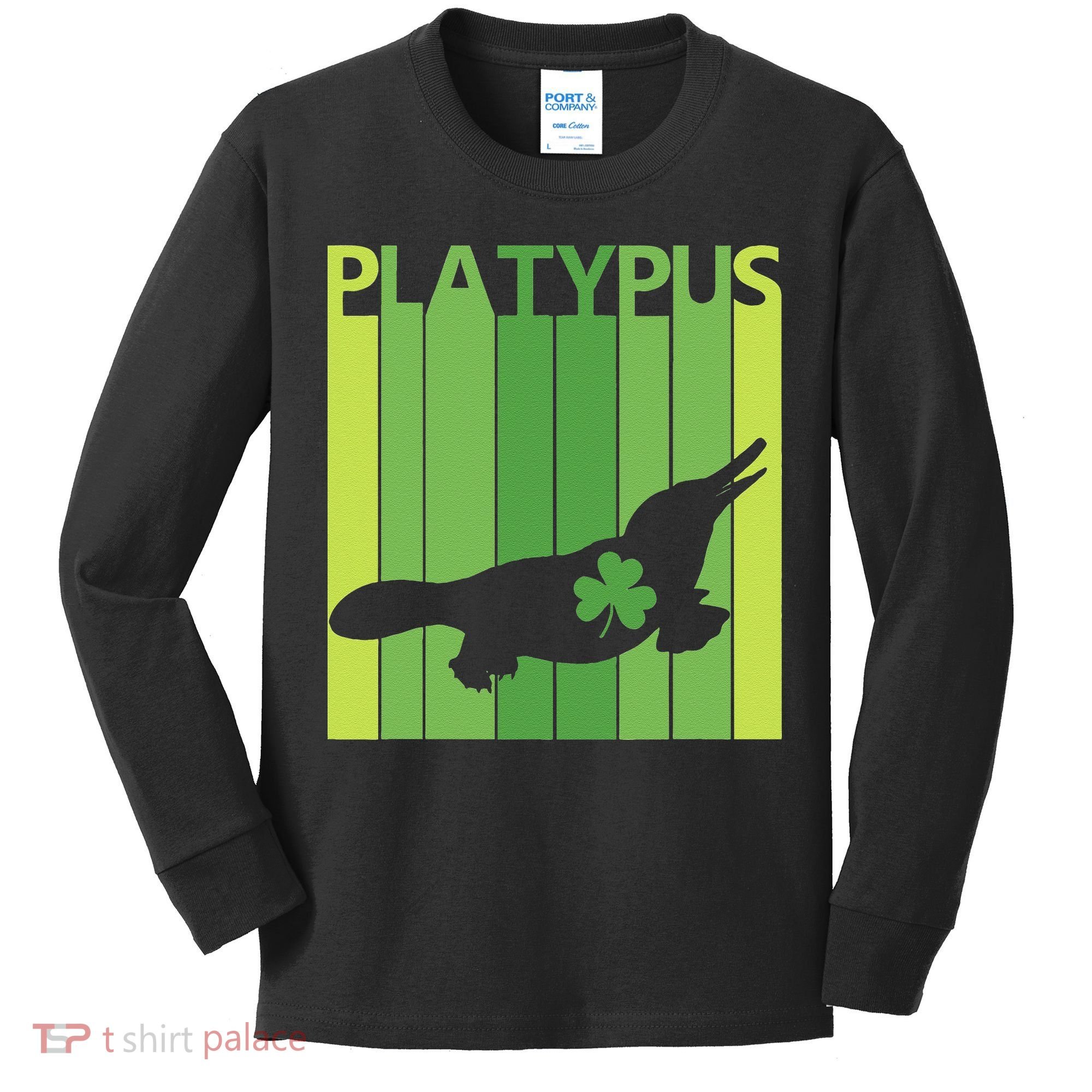 Lucky Platypus St Patrick's Day Irish Gift Kids Long Sleeve Shirt