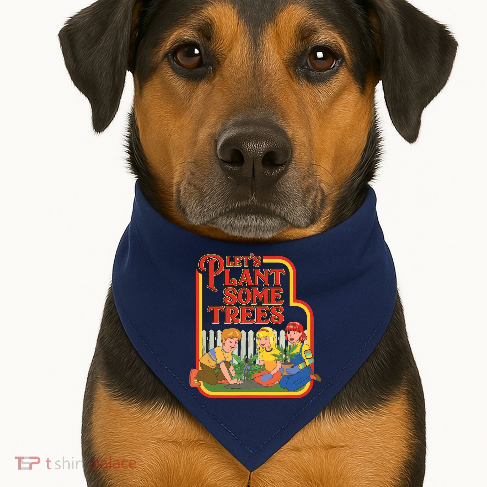 Let’s Plant Some Trees Cannabis Humor Marijuana Funny Weed USA-Made Doggie Bandana