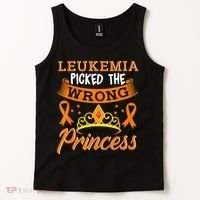 Leukemia Picked The Wrong Princess Cancer Awareness Tank Top thumb 2
