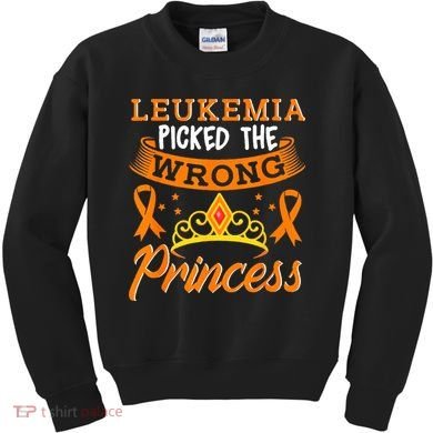 Leukemia Picked The Wrong Princess Cancer Awareness Kids Sweatshirt