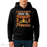 Leukemia Picked The Wrong Princess Cancer Awareness Kids Hoodie thumb 4