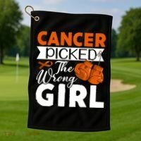 Leukemia Picked The Wrong Girl Golf Towel thumb 1