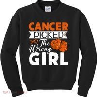 Leukemia Picked The Wrong Girl Kids Sweatshirt thumb 0