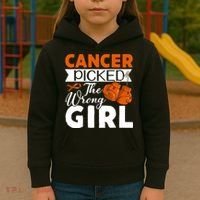 Leukemia Picked The Wrong Girl Kids Hoodie thumb 3