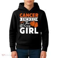 Leukemia Picked The Wrong Girl Kids Hoodie thumb 4